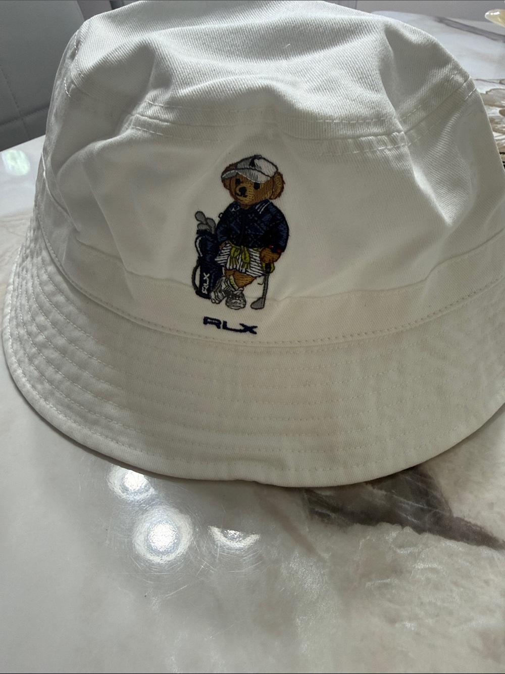 Ralph Lauren White Women’s Polo Bear Golf Bucket Hat